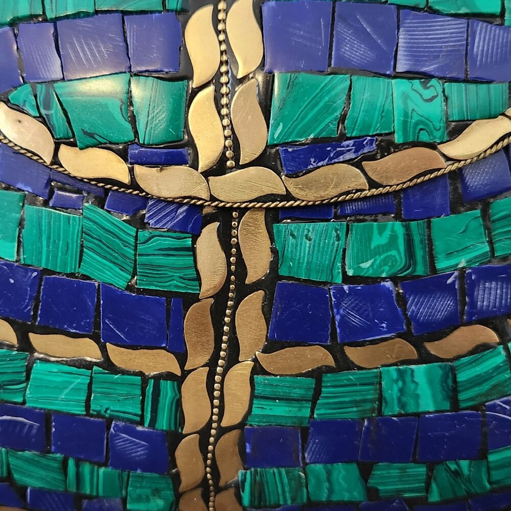 RAMLA Moroccan Mosaic Bag- Blue, Green, & Gold - Picture 3 of 10